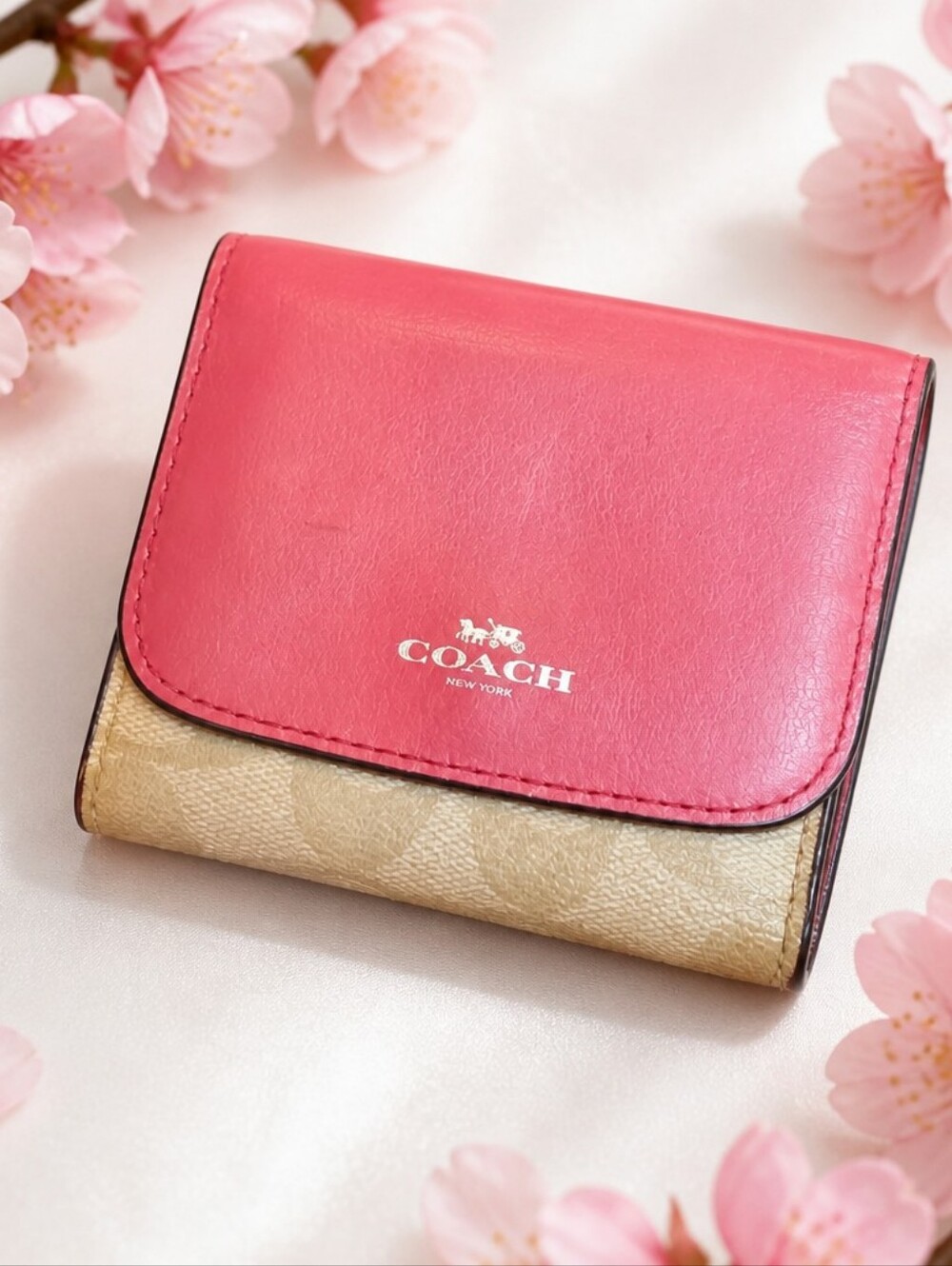 Coach Pink Tan Snap Wallet